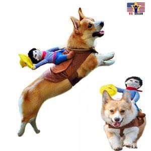 Riding Horse Run Cowboy Pet Dog Cat Costume Puppy Halloween Puppy Dress Cosplay